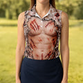 Bloody Stitched Torso Halloween Costume Polo Shirt, Womens Golf Tops, Halloween Golf Shirt