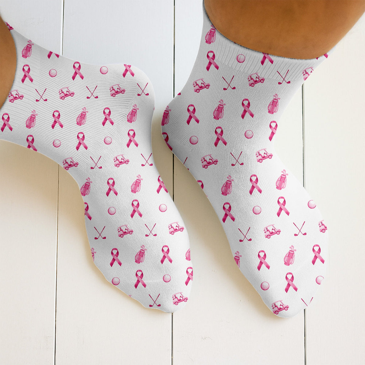 Breast Cancer Pink Ribbon Golf Socks, Christmas Golf Gift, Gifts For Golf Lovers, Golfing Apparel