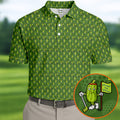 Funny Hole In One Pickle Golf Pattern Polo Shirt, Golf Shirts For Men, Mens Golf Apparel