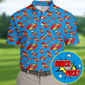 Funny Whack F*ck Comic Golf Ball Blue Polo Shirt, Mens Golf Polo, Golf Apparel For Men