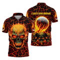 Custom Flaming Skull Men's Golf Polo Shirt, Funny Golf Shirt, Gift For Golfers