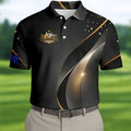 Australian Coat Of Arms Black And Gold Gradient Golf Tops For Men, Polo Shirts For Men