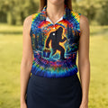 Tie Dye Bigfoot Fishing Forest Golf Shirt, Women’s Golf Apparel, Golf Tops For Women