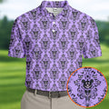 Purple Demon Face And Bat Halloween Polo Shirt, Golf Shirts For Men, Mens Golf Apparel