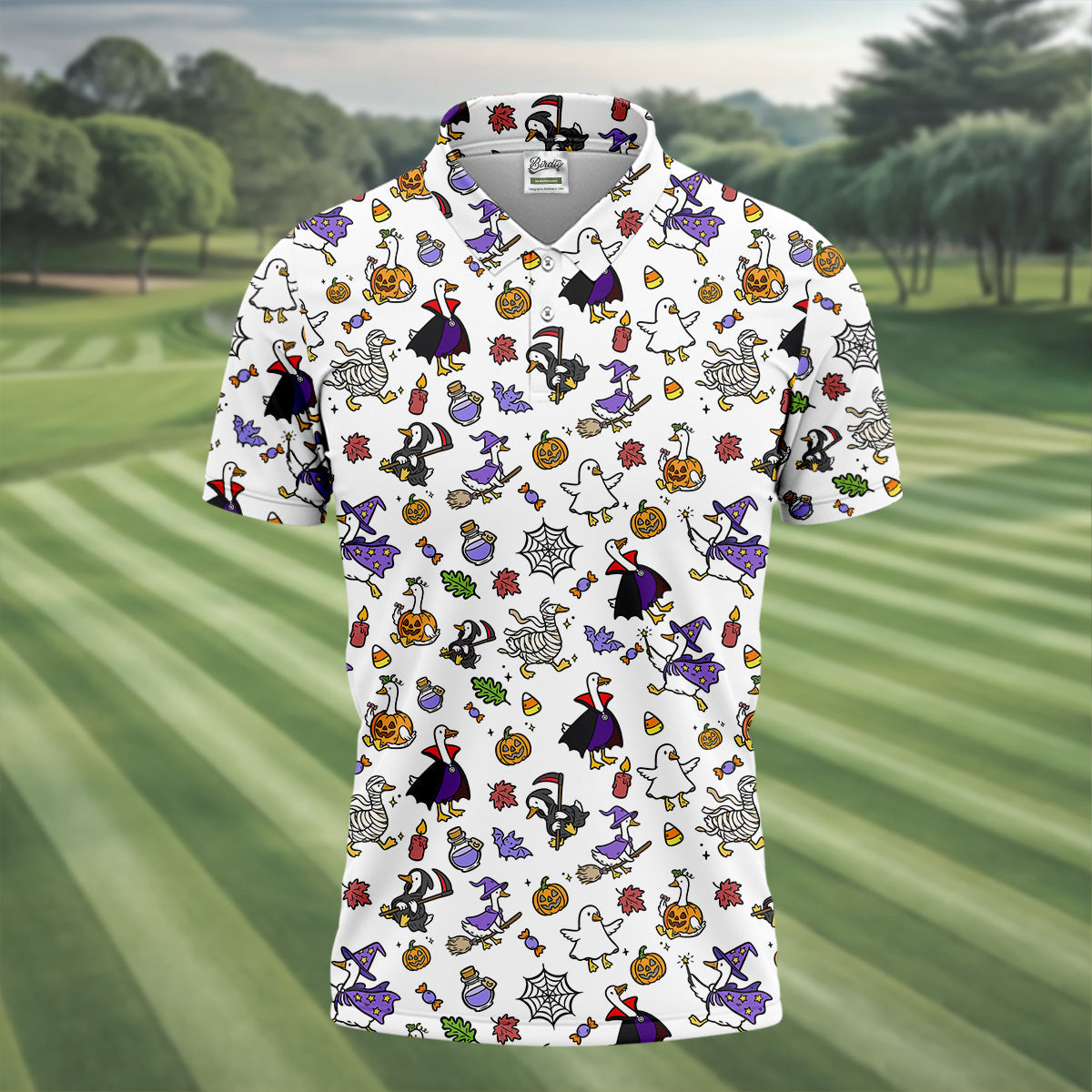 Goose Halloween Golf Shirt, Patterned Golf Polos, Mens Funny Golf Shirts, Long Sleeve Golf Shirts, Men Golf Polo