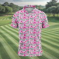 Pink Ribbon Breast Cancer Awareness Shirt, Golf Tops For Men, Hawaiian Golf Shirts, Golfing Apparel