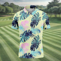 Tropical Palm Leaves Golf Tops For Men, Mens Golf Polo Shirts, Unique Gift For Golfer, Golfing Apparel