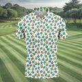 Neon Middle Finger Men Fun Golf Shirts, White Golf Polo, Cool Golf Gifts, Golfing Apparel