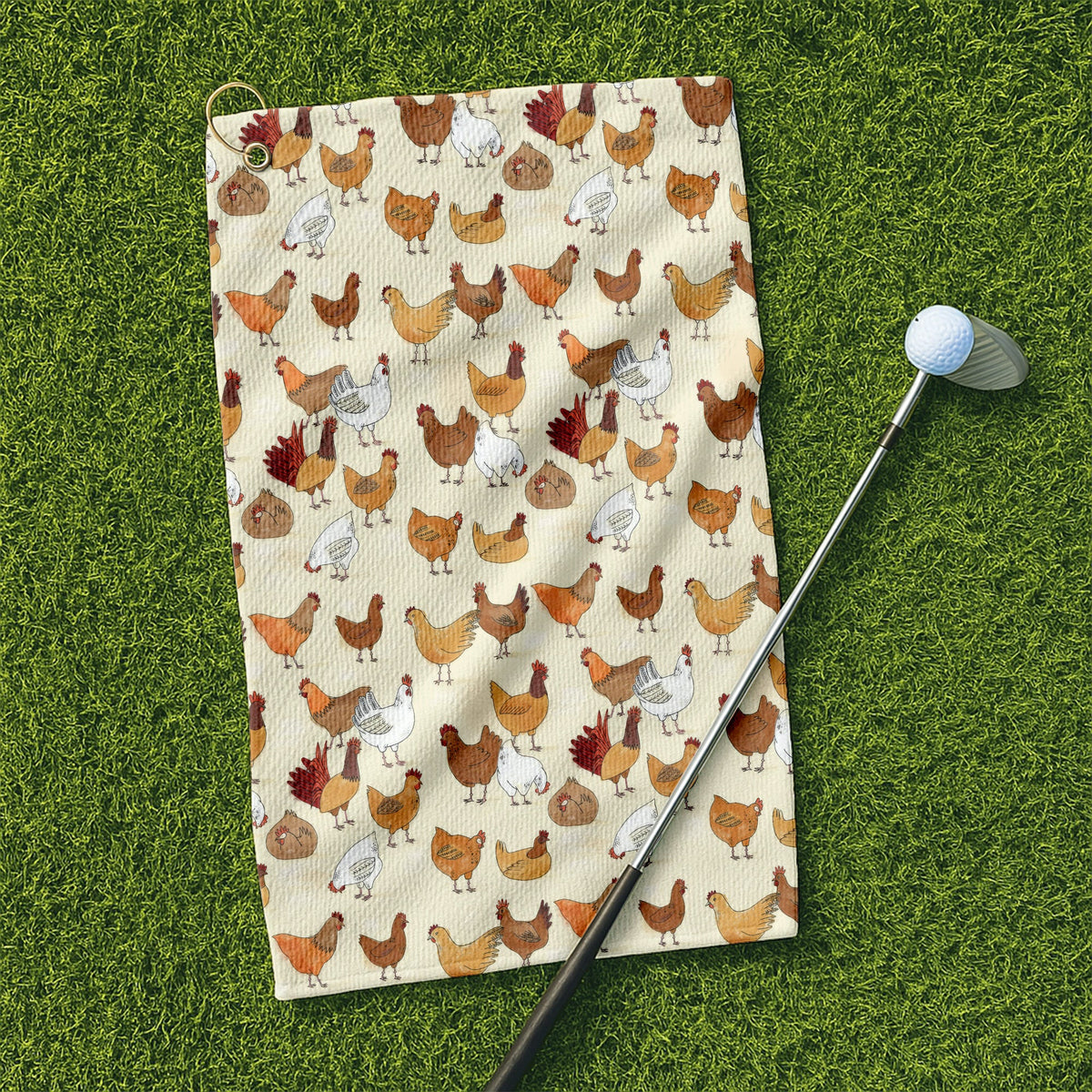 Chicken Family Funny Golf Towel, Men Golf Towel, Golf Rag, Unique Gifts For Men, Golf Gift For Dad