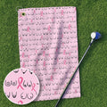 Pink Golf Towel With Ribbon Pattern, Unique Gift For Golfer, Christmas Golf Gift, Golf Accessories