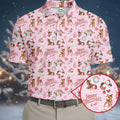 Festive Santa Pink Merry Christmas Golf Tops For Men, Christmas Golf Shirt, Men Golf Apparel