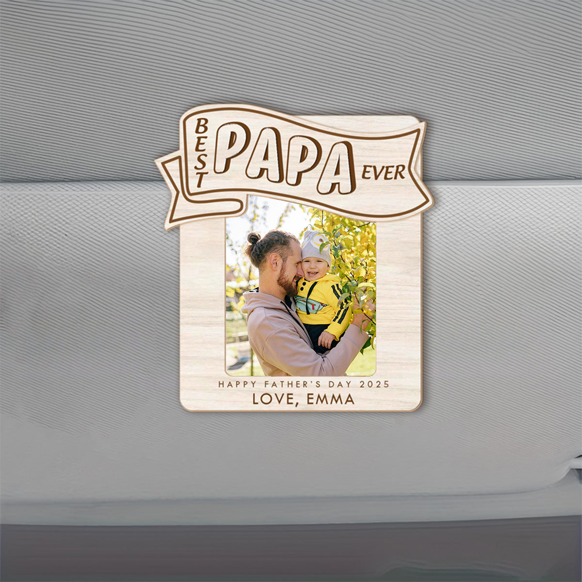 Best Papa Ever Custom Photo Car Visor Clip, Christmas Golf Gift