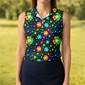 The Star And The Shamrock Rainbow Glitter St Patrick's Golf Shirt, Women's Golf Tops, Ladies Golf Polos