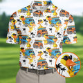 Cool Duck Surf Van Beach Golf Shirt, Mens Golf Shirts, Hawaiian Golf Shirt, Golf Apparel For Men