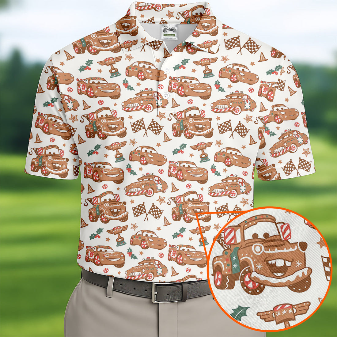 Funny Christmas Animation Car Polo Shirts For Men, Christmas Golf Shirt, Golf Gift For Men, Christmas Golf Shirt
