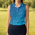 Rain Drops Blue Golf Shirt, Women's Golf Tops, Ladies Golf Shirts, Women's Golf Shirts