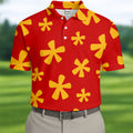 Red Hawaiian Floral Pattern Golf Polo Shirt, Hawaiian Golf Shirt, Golf Polo Shirts For Men