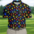 Accept Teach Understand Love Autism Awareness Colorful Handprint Black Golf Shirt, Golf Shirts For Men