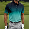 Turquoise Gradient Golf Ball Pattern Hawaiian Golf Shirt, Golf Shirts For Men
