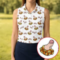 White Funny Adult Novelty Tank Pattern Golf Shirt, Women's Golf Tops, Performance Golf Shirt