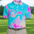 Pastel Marble Abstract Swirl Pattern Golf Shirt, Polo Shirts For Men, Men's Golf Shirt