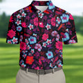 Colorful Hibiscus Tropical Floral Hawaiian Golf Shirt, Summer Vibe Golf Shirts For Men