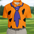 Fred Flintstone Costume Orange Design Hawaiian Golf Shirt, Golf Shirts For Men, Polo Shirts For Men