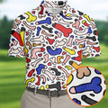 Funny Colorful Adult Doodle Pattern Polo Shirt, Mens Golf Polo, Golf Shirts For Men