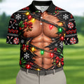 Christmas Ripped Muscle Polo Shirt, Christmas Golf Shirt For Men, Mens Golf Apparel