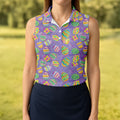 Colorful Painted Easter Eggs Women Golf Top, Cute Golf Outfit, Ladies Golf Shirts