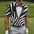 Zebra Pattern Funny Costume Hawaiian Golf Shirt, Polo Shirts For Men, Golf Shirts For Men