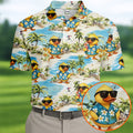 Cute Funny Duck Hawaiian Golf Shirt, Beach Theme Men's Golf Shirt, Polo Shirts For Men