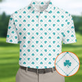 Grid Pattern Shamrock Golf Shirt, St Patrick's Day Golf Tops For Men, Golf Shirts For Men, Polo Shirts For Men