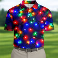 Christmas Lights Pattern Christmas Golf Shirt, Golf Shirts For Men, Mens Golf Apparel