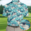 Animated Shark Hawaiian Golf Shirt, Men's Funny Golf Shirts, Golf Shirts For Men