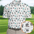 White Desert Golf Pattern Golf Polo Shirt, Golf Polo Shirts For Men, Hawaiian Golf Shirt
