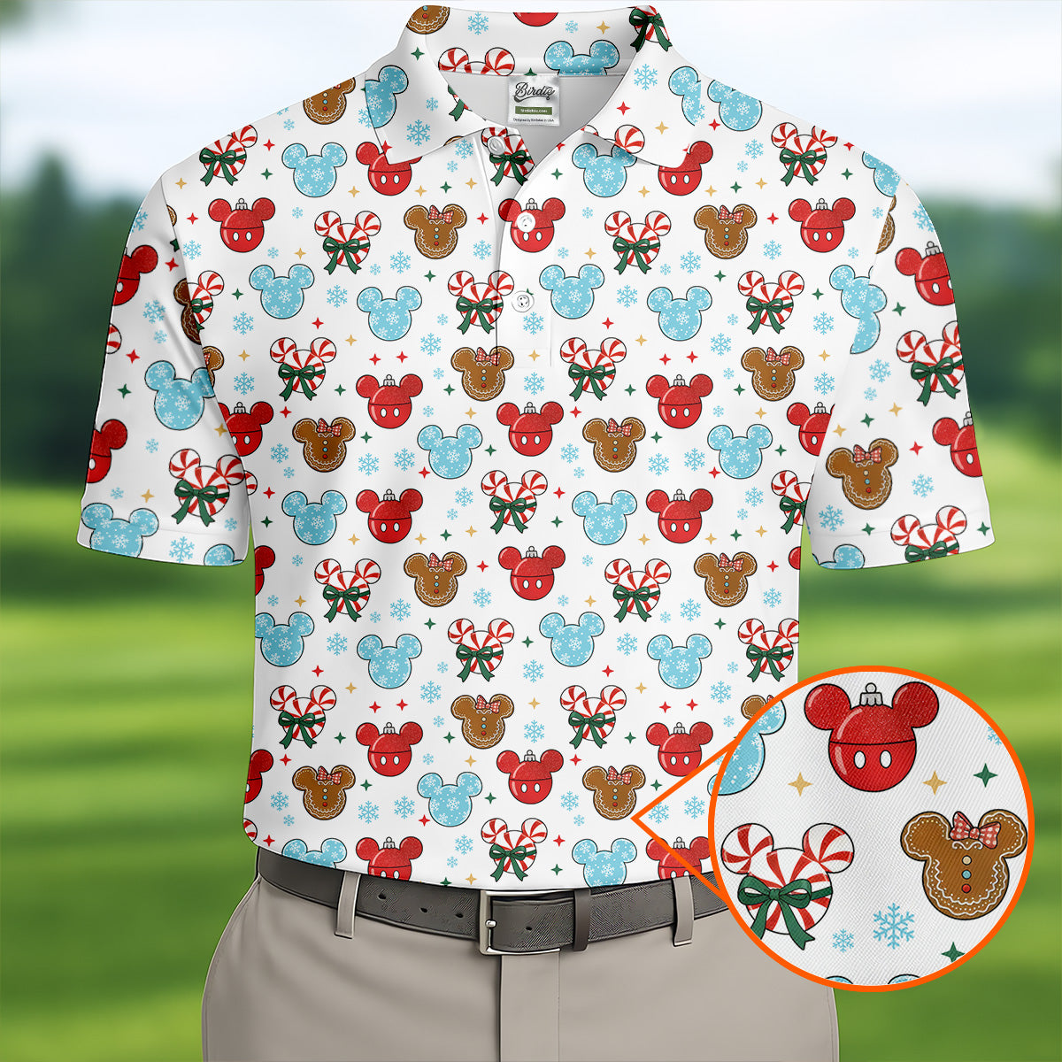 Funny Gingerbread Christmas Candy Cane Golf Tops For Men, Polo Shirts For Men, Christmas Golf Shirt