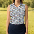 Tropical Beach Golf Paradise Polo Shirt, Ladies Golf Tops, Women's Golf Apparel