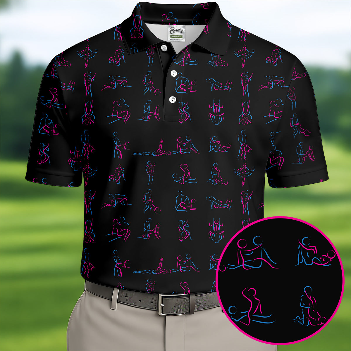 Funny Neon Couples Pattern Golf Polo Shirt, Golf Shirts For Men, Mens Golf Apparel