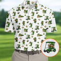 St Patrick's Day Leprechaun Golf And Beer Golf Pose Shamrock Golf Shirt, Golf Shirts For Men