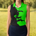 Green Witch Silhouette Halloween Golf Shirt, Halloween Shirt For Women, Women's Halloween Apparel