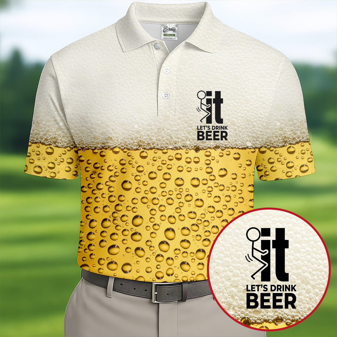 Beer Foam Sleeveless Golf Shirt, Golf Shirts For Men, Men's Golf Polo, Hawaiian Golf Shirt