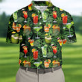 Tropical Cocktail Coconut And Palm Leaf Golf Polo, Hawaiian Golf Shirt, Mens Golf Apparel