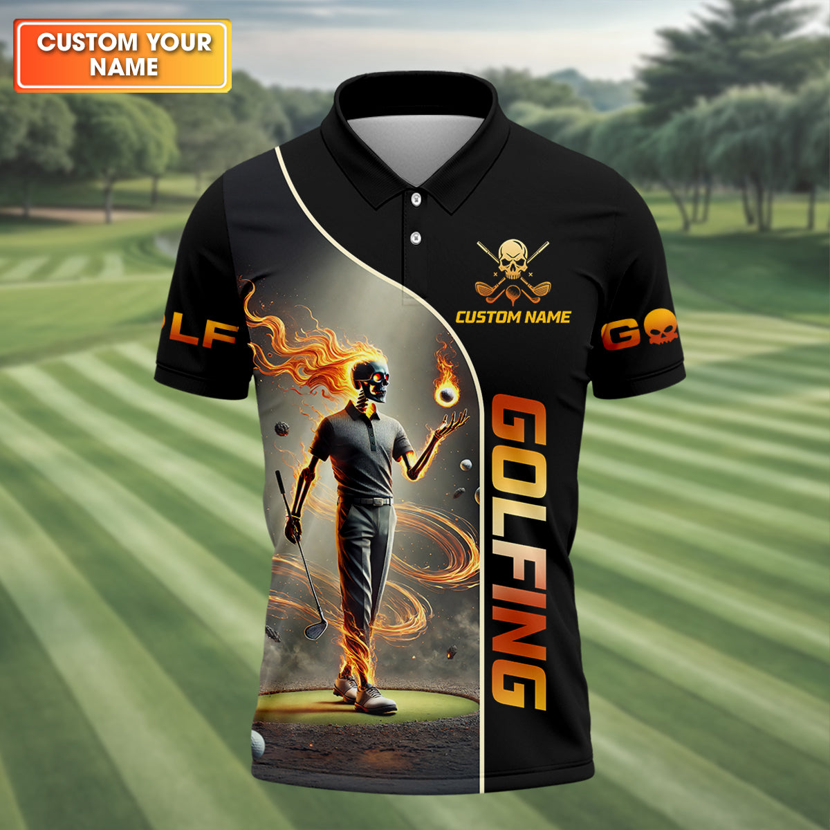 I Was One Under Today Custom Men's Golf Polo Shirt, Funny Skull Golf Shirt, Dad Golf Gift