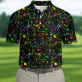 Black Neon Paint Splatter Golf Shirt, Men's Golf Shirt, Golf Apparel For Men