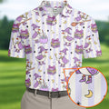 Halloween Witch Goose Purple Pastel Fun Golf Shirts For Men, Polo Shirts For Men, Golfing Apparel