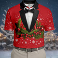Christmas Mistletoe Vintage Prints Men's Golf Polo Shirts, Christmas Golf Shirt, Golf Gift For Men