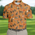 Vintage Black Cat Halloween Pattern Polo Shirt, Mens Golf Polo, Golf Apparel For Men
