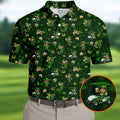 St Patrick's Day Golf Leprechaun Pose Shamrock Golf Shirt, Fun Golf Shirts For Men, Polo For Men