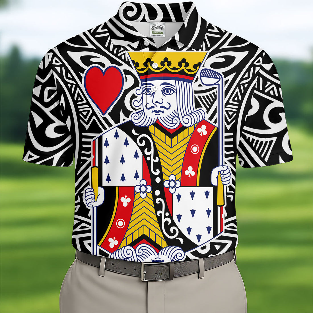 King Of Hearts Playing Card Golf Shirt, Men's Golf Shirt, Hawaiian Golf Shirt, Polo Shirts For Men